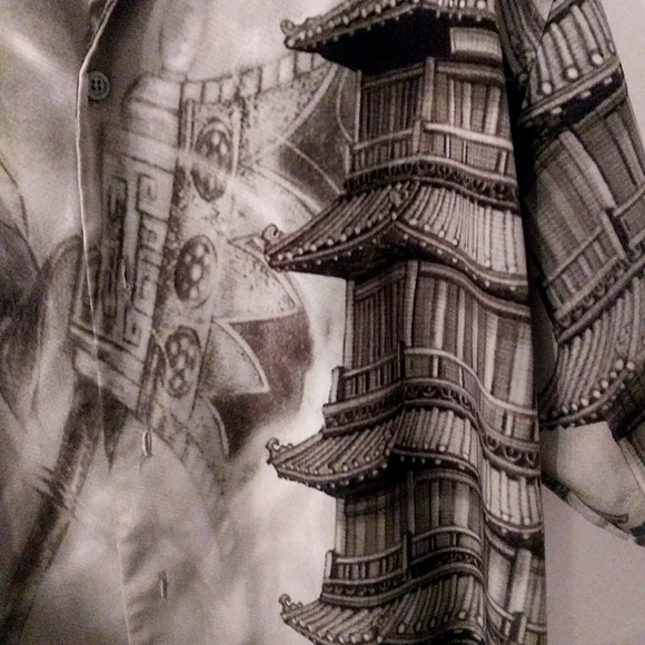 Men Wingo Graphic Print Button Down Sz XL - Picture 2 of 6